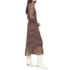 Sea New York Nicolette Floral Paisley Ruffled Long Sleeve Viscose Midi Dress 2